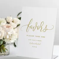 Wedding Favors Sign Fun Swirly Calligraphy Gold