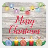 Country Rustic Merry Christmas Square Sticker
