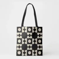 Stylish Black & Beige Geometric Pattern Tote Bag