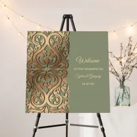 Sage Green and Gold Wedding Welcome Elegant Luxury Foam Board