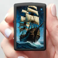 Ship Under Starry Sky Zippo Lighter