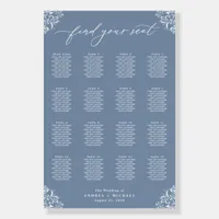 Elegant Dusty Blue Wedding Seating Chart 24x36 Foam Board