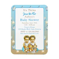 African-American Twin Boy's Blue Baby Shower Magnet