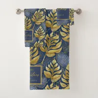Blue Gold Christmas Pattern#29 ID1009 Bath Towel Set