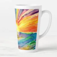 Vivid Sunset Illustration Water Reflection Latte Mug