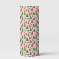 Multicolor Christmas Tree Pillar Candle