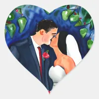 Groom and Bride Just got Married Kiss Heart Sticker