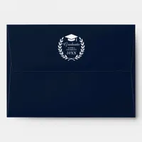 Classy Navy Blue Custom Graduate Name Logo Premium Envelope