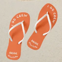 Minimalist Neon Orange And White Bride To Be Flip Flops