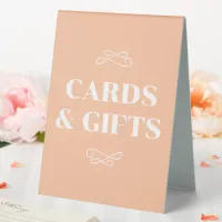 Peach and White Flourish Cards & Gifts Table Tent Sign