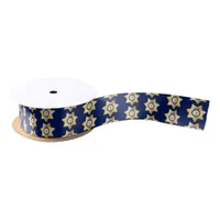 Sheriff Gold Badge on Dark Blue Patterned Satin Ribbon