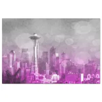 Pink and Grey Bokeh Seattle Skyline Tissue Paper