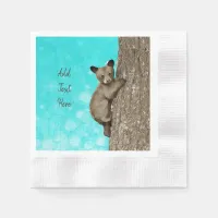 Little Bear Cub Climbing Tree Party Napkins