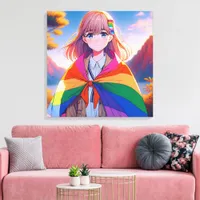 Anime Girl with LGBTQIA+ Cape  Canvas Print