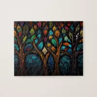 Colorful Mosaic Stained Glass Tree effect design Jigsaw Puzzle