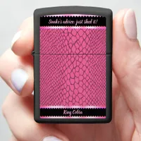 Vibrant snakeskin texture in striking pink hues zippo lighter