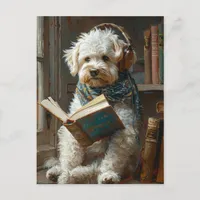 Cute Dog Reading A Book Postcard