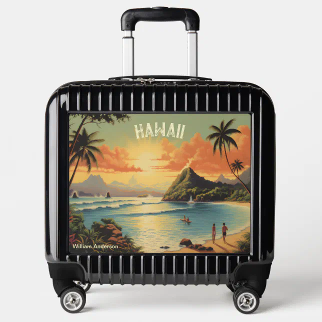 Vintage Art Hawaii Beach Travel Luggage