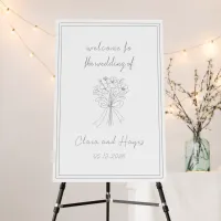 Whimsical Flower & Bow Sketch Wedding Welcome Sign