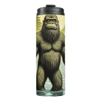 Bigfoot standing in Water Cartoon Thermal Tumbler