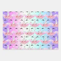 Unicorn Faces and Glitter Wrapping Paper Sheets