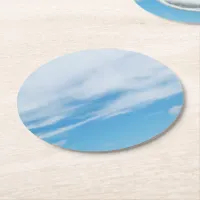 Blue Sky Perfect Summer's Day White Clouds Round Paper Coaster