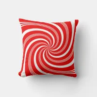 Red Candy Cane Twirl Throw Pillow