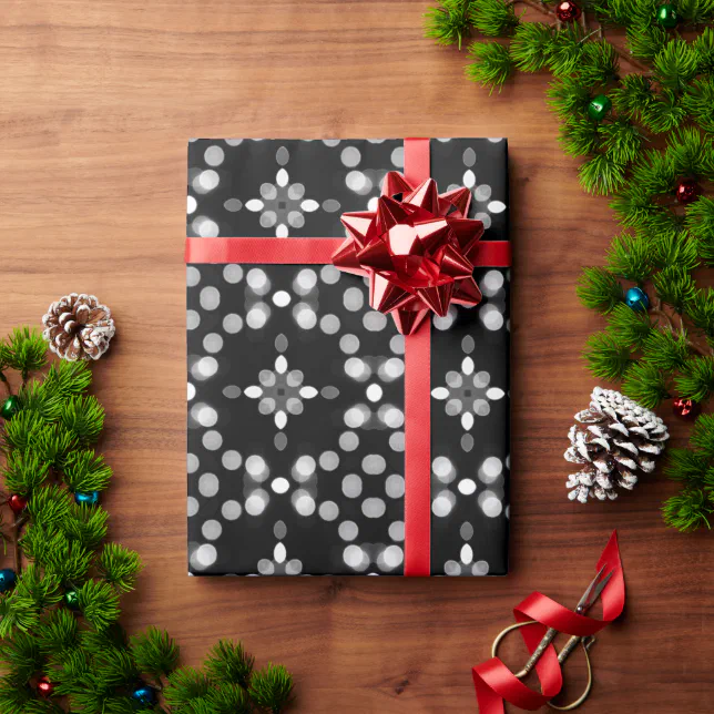Abstract Monochrome Bokeh Dots Pattern Wrapping Paper