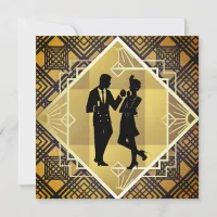 Art Deco Roaring 20's Couple New Year's Eve Invite