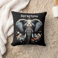 Floral dawn elephant art throw pillow