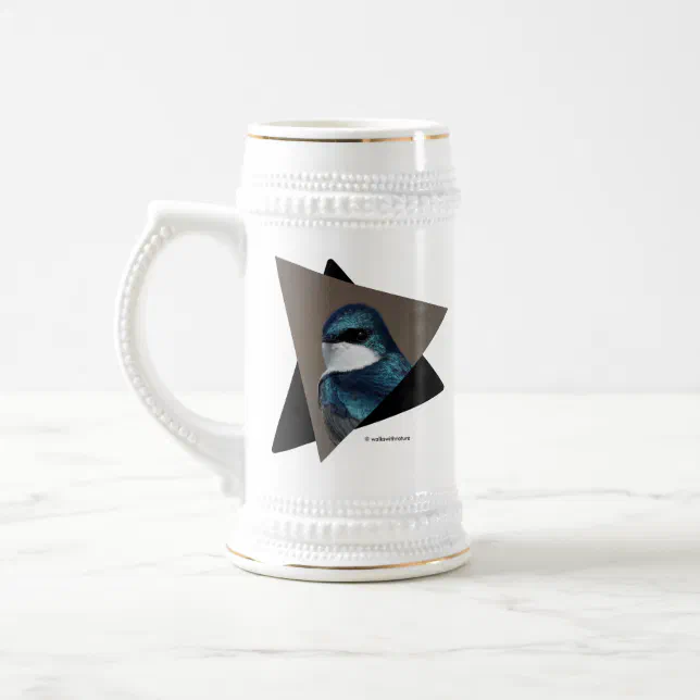 Stunning Tree Swallow Glances at Photographer Beer Stein