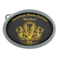 Gold Bison Stampede in a Wild Prairie Setting Belt Buckle