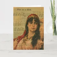 Woman Dancer Collage Flee as a Bird Music Card