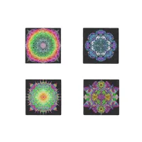 Abstract Colorful Meditative Mandala  Stone Magnet