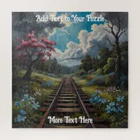 Scenic Railway Track Puzzle with Trees and Flowers