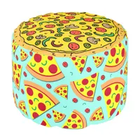 Pizza Parlor Pepperoni Pizza Slice Bright Colorful Pouf