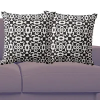 Geometric Mandala Pattern Black And White Throw Pillow