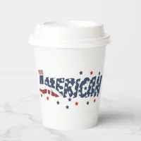 Proud American Distressed Font and American Flag Paper Cups