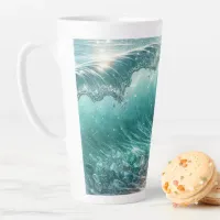 Pretty Blue Wave with Sparkles Latte Mug