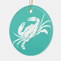 Christmas Crab Ceramic Ornament