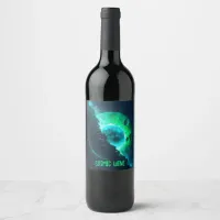 Emerald Lunar Core Cracking Open DALL-E AI Art Wine Label