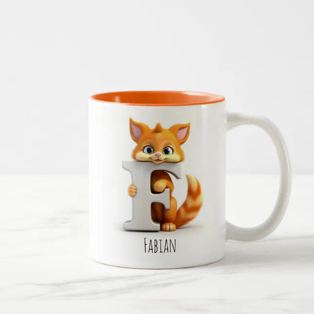 Letter F Cat Alphabet Monogram Coffee Mug