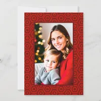 Letter on Back Red Hexagon-Framed Photo Holiday Card