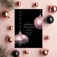 Blush Pink and Rose Gold Christmas Couples Shower Invitation