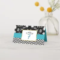 Black and Blue Wedding Table Number Cards