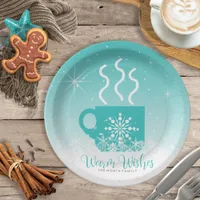 Mug Steaming Hot Drink w/Snow Border ID595 Paper Plates