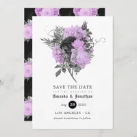 Black Purple and Silver Floral Gothic Wedding Save The Date