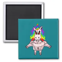 Rainbow Hair Muscular Unicorn Body Building Magnet