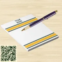 Sports Team Name Green & Gold with White Stripes Notepad