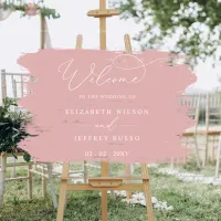 Blush Brush Strokes Wedding Welcome Sign